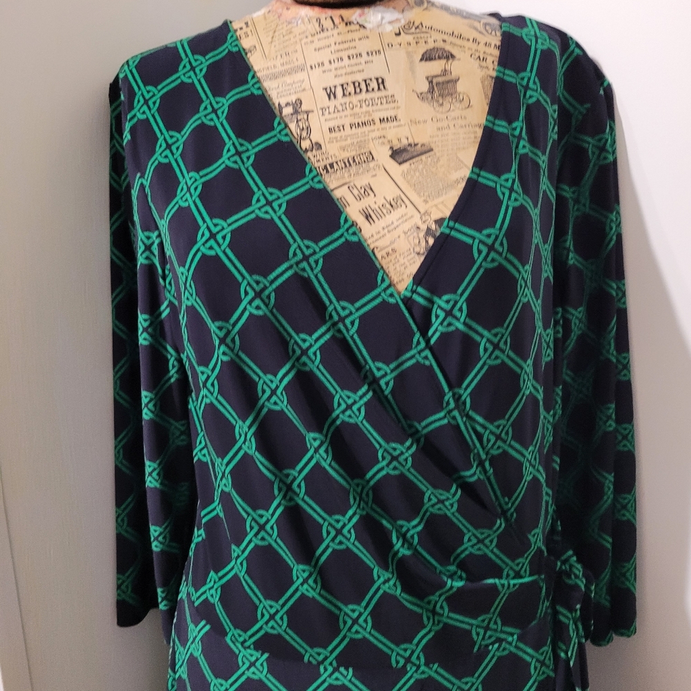 Lauren Ralph Lauren geometric pattern wrap dress sz 12 - Picture 3 of 11